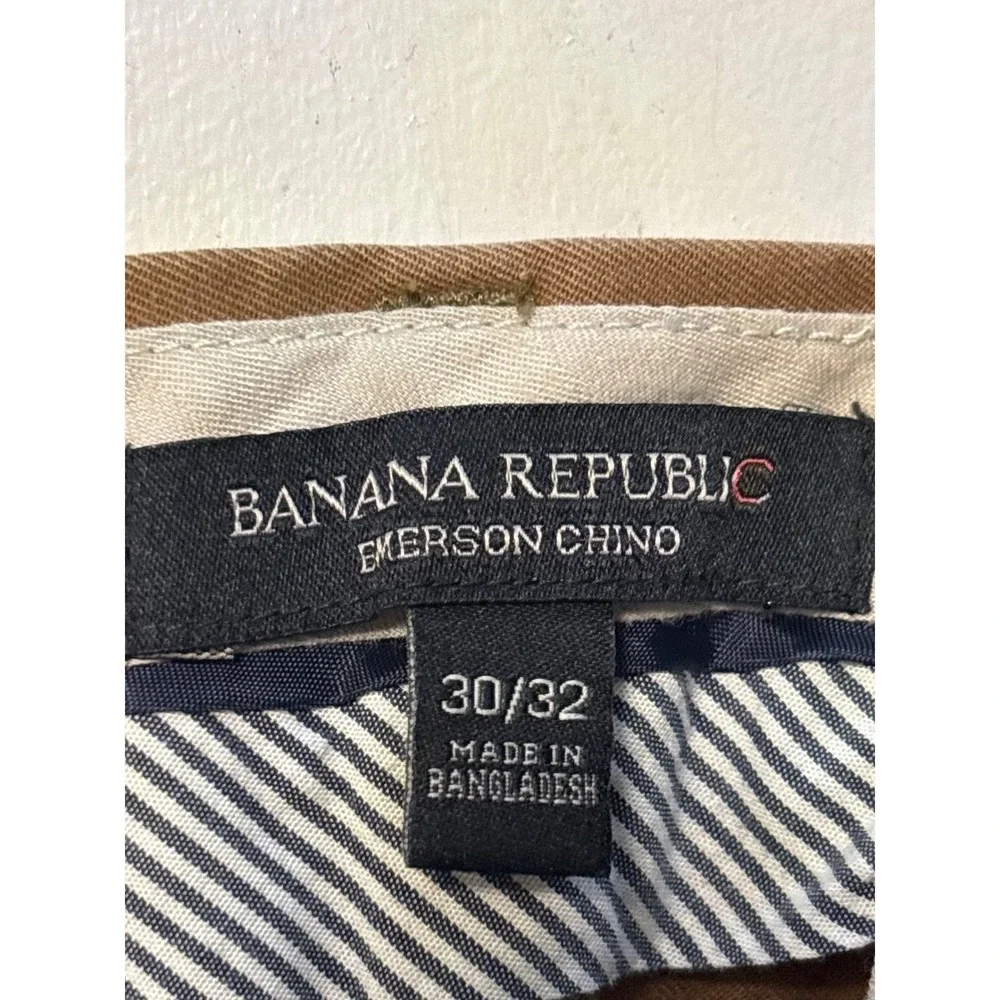 Banana Republic Emerson Chino Tan Khaki Pants Mens 30x 32 Cotton Straight Fit